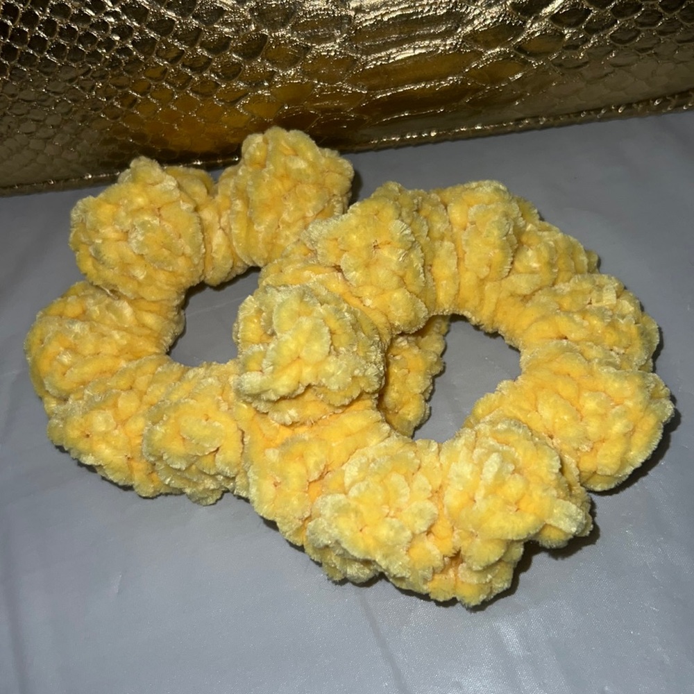 Blush Yellow Velvet Scrunchies